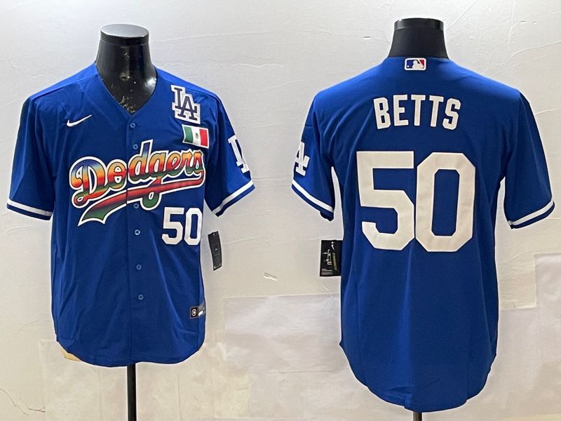 Men Los Angeles Dodgers 50 Betts Blue Fashion 2025 Nike MLB Jersey style 2
